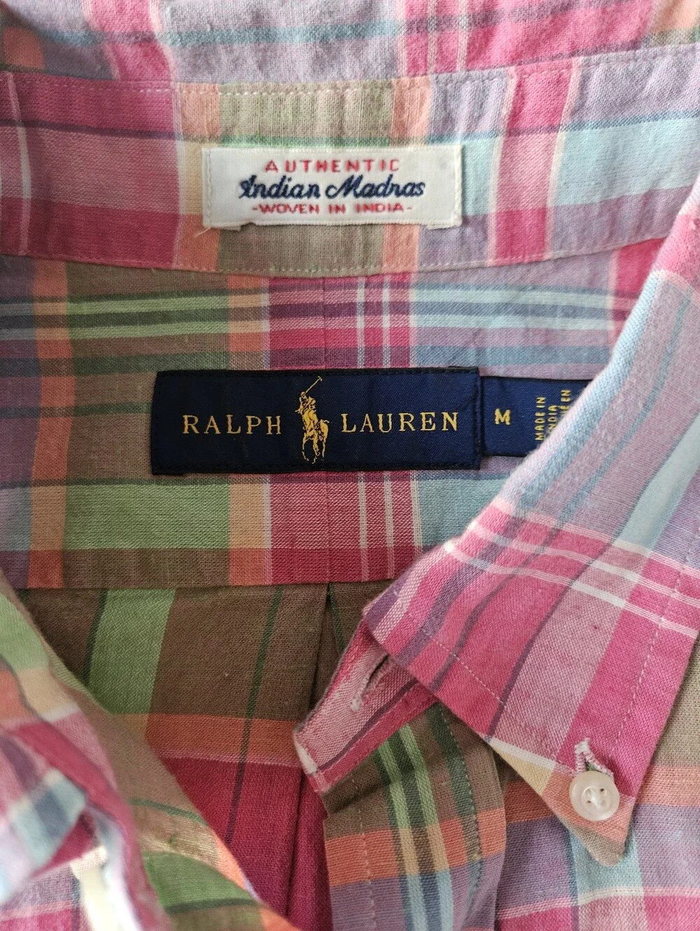 POLO RALPH LAUREN Authentic Indian Madras Plaid Short Sleeve Shirt | SZ  M